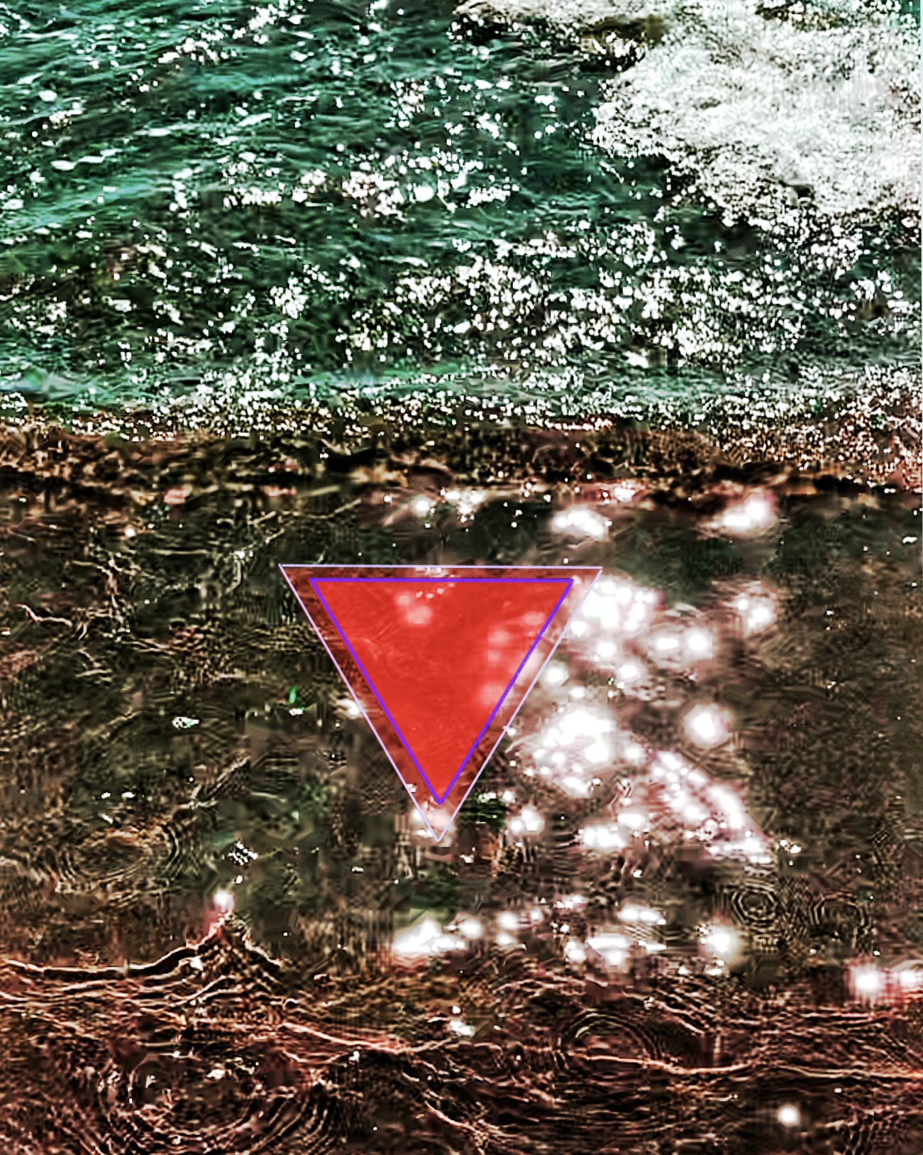 Art by Faern- picturing red triangles on ocean as representation of the godess